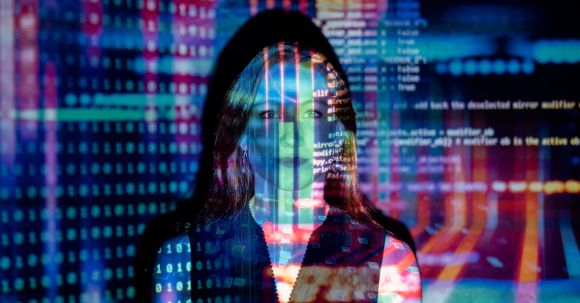 Ai Wonders - Code Projected Over Woman